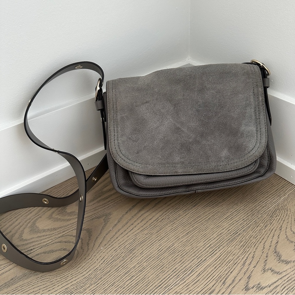 Kate Spade Gray Suede and Leather Crossbody Bag
